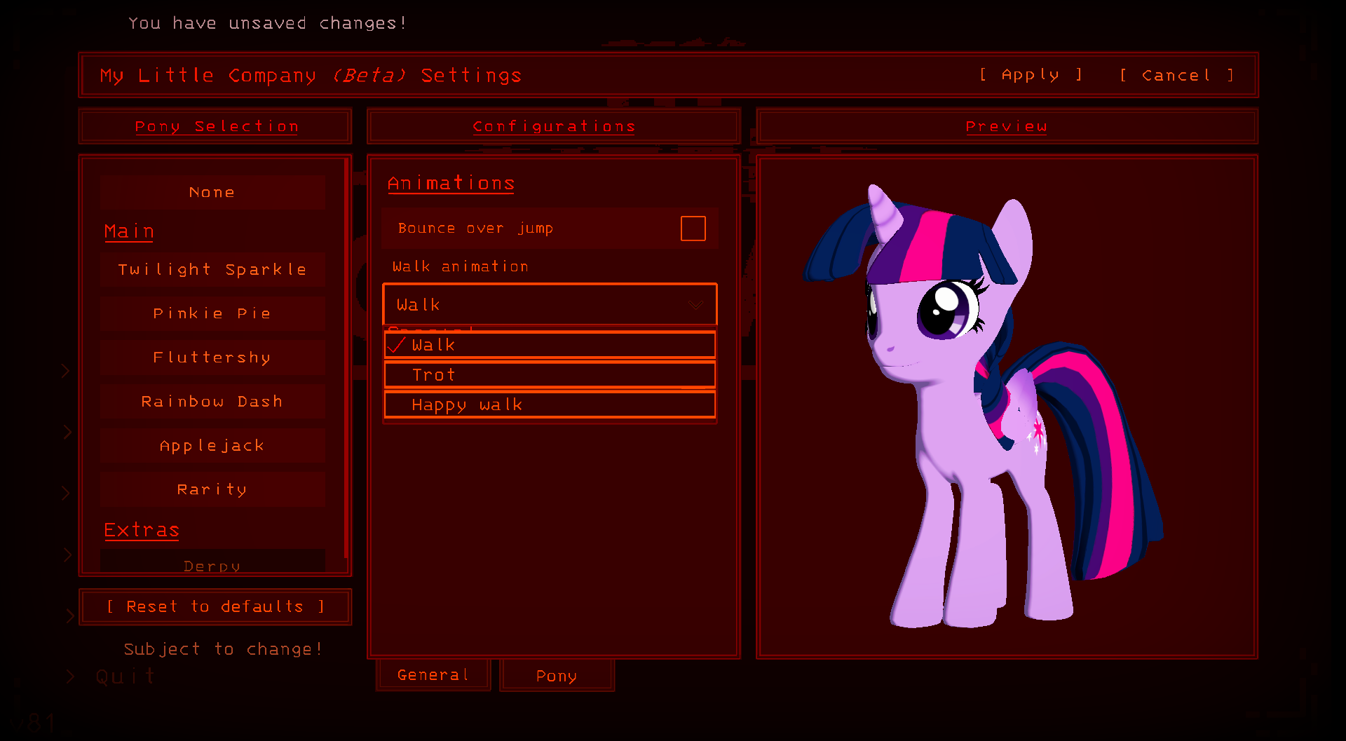 Pony animations in My Little Company